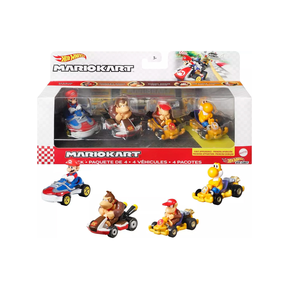 Hot Wheels Mario Kart Pack 4 Vehiculos Modelo F