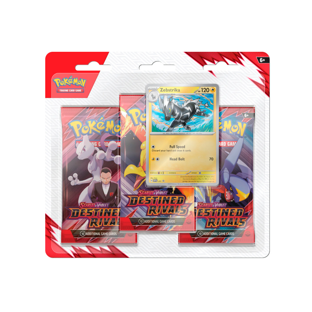 Pokemon TCG Destined Rivals 3 Pack Zebstrika Ingles