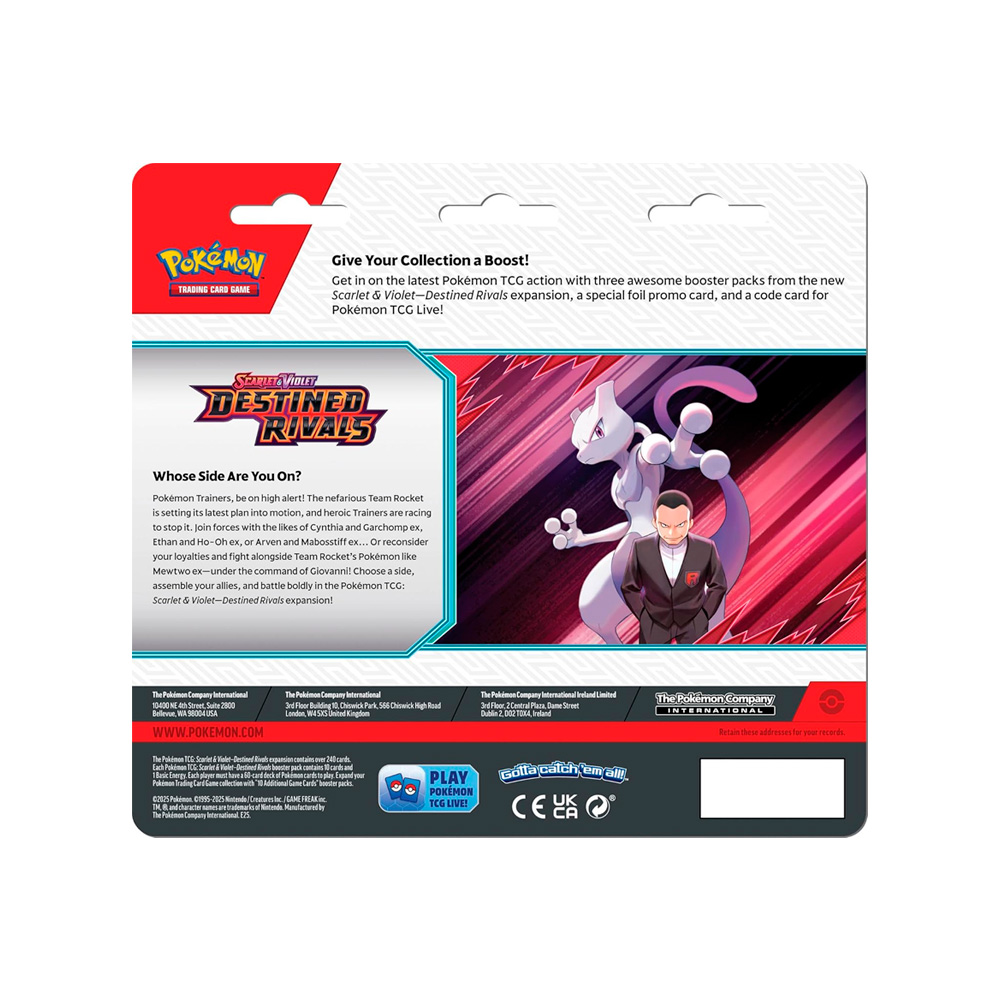 Pokemon TCG Destined Rivals 3 Pack Zebstrika Ingles - Imagen 2