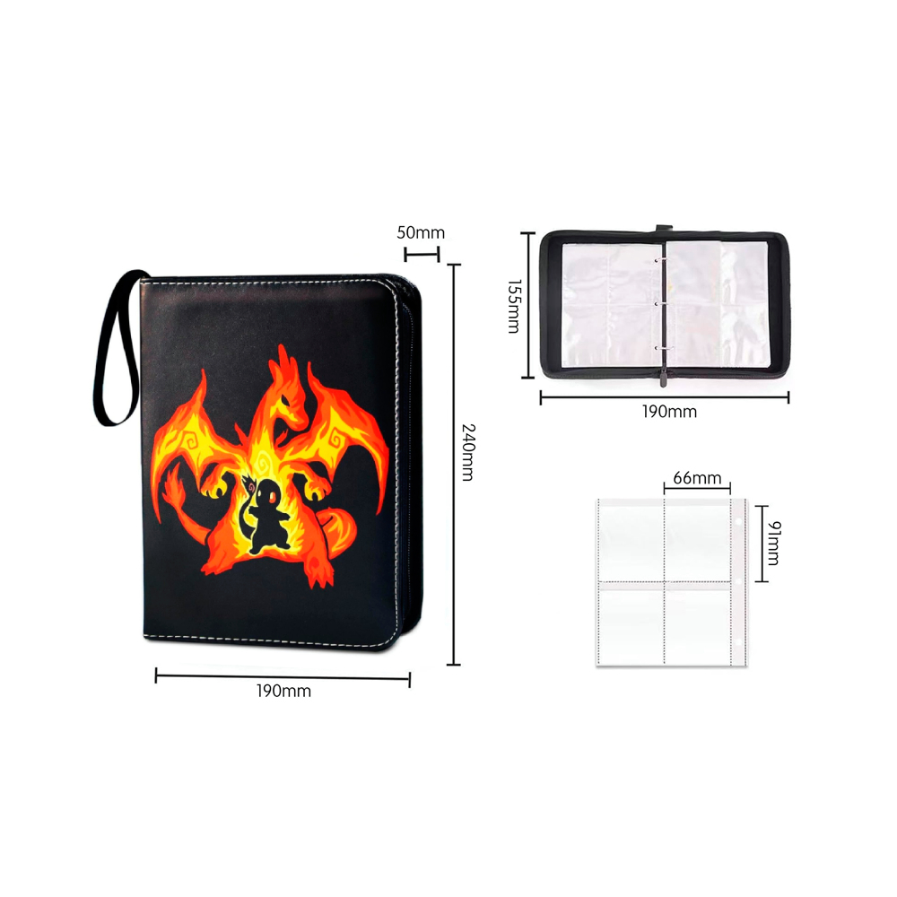 Folder 4 Pocket 400 Cartas Charmander Kanto Ash - Imagen 3