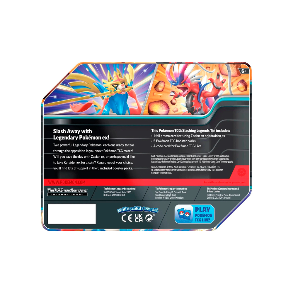 Pokemon TCG Slashing Legends Tin Koraidon Ingles - Imagen 6