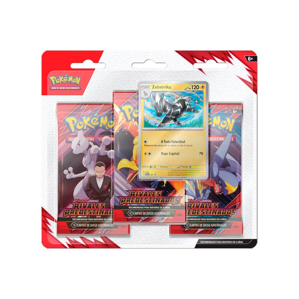 Pokemon TCG Destined Rivals 3 Pack Zebstrika Español