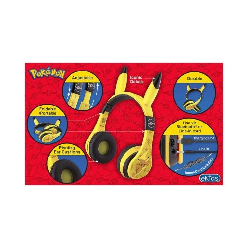 Pokemon Ekids Auriculares Bluetooth Pikachu con Orejitas - Imagen 4