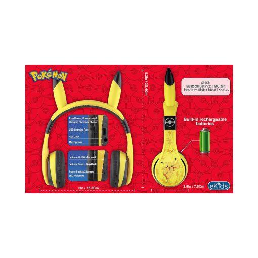Pokemon Ekids Auriculares Bluetooth Pikachu con Orejitas - Imagen 3